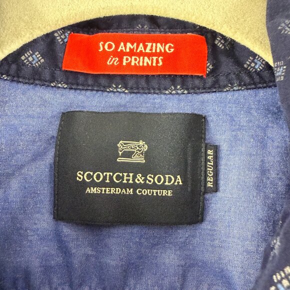 Scotch & Soda Button-Up Shirt Mens‎ Size XL Blue Geo Print Long Sleeve Cotton - Picture 9 of 15